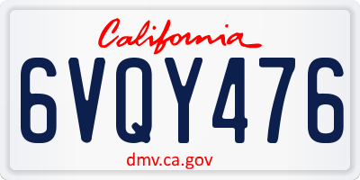 CA license plate 6VQY476