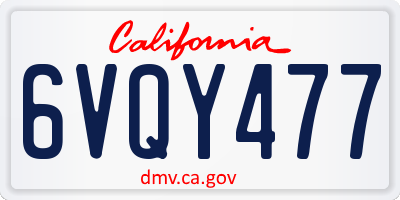 CA license plate 6VQY477