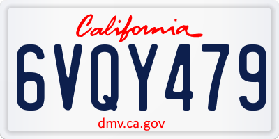 CA license plate 6VQY479