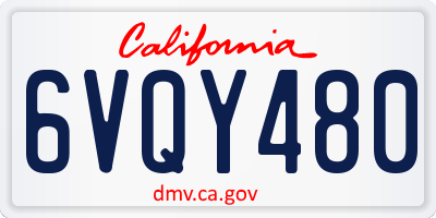 CA license plate 6VQY480