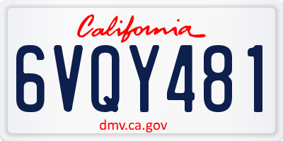 CA license plate 6VQY481