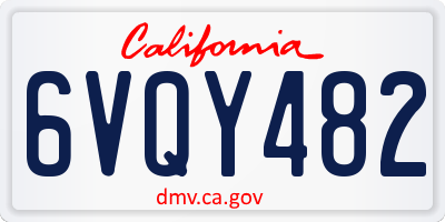 CA license plate 6VQY482