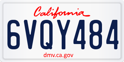 CA license plate 6VQY484