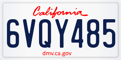 CA license plate 6VQY485