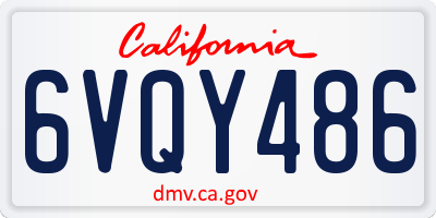 CA license plate 6VQY486
