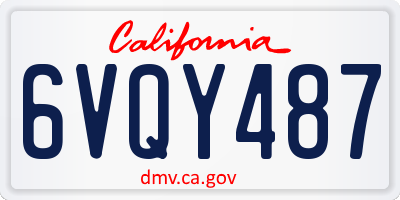CA license plate 6VQY487