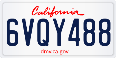 CA license plate 6VQY488