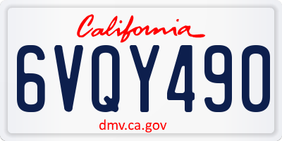 CA license plate 6VQY490