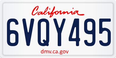 CA license plate 6VQY495