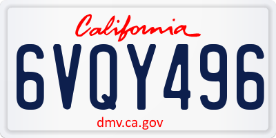 CA license plate 6VQY496