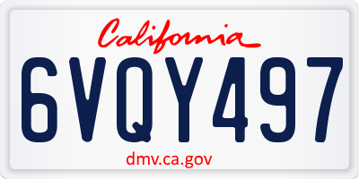 CA license plate 6VQY497