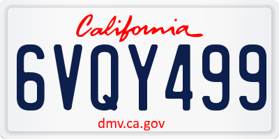 CA license plate 6VQY499