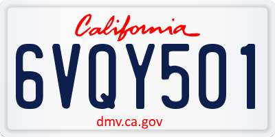 CA license plate 6VQY501