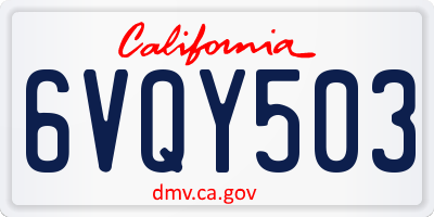 CA license plate 6VQY503