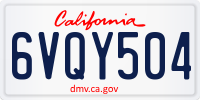 CA license plate 6VQY504