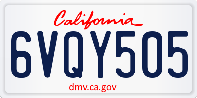 CA license plate 6VQY505