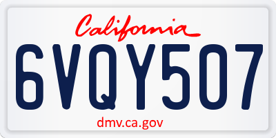 CA license plate 6VQY507