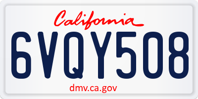 CA license plate 6VQY508