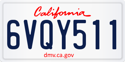 CA license plate 6VQY511