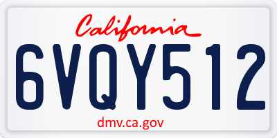 CA license plate 6VQY512