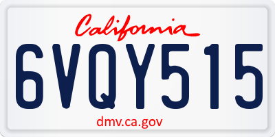 CA license plate 6VQY515
