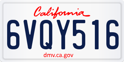 CA license plate 6VQY516
