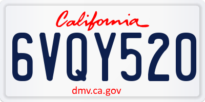 CA license plate 6VQY520