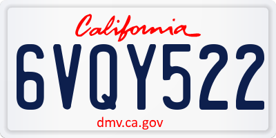 CA license plate 6VQY522