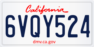 CA license plate 6VQY524