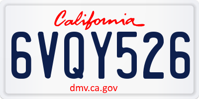CA license plate 6VQY526
