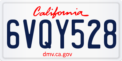 CA license plate 6VQY528