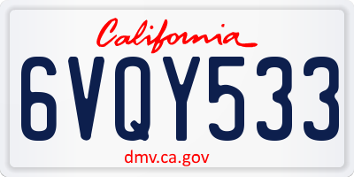 CA license plate 6VQY533