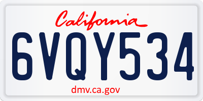 CA license plate 6VQY534