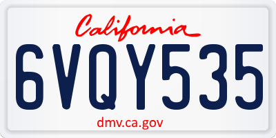 CA license plate 6VQY535