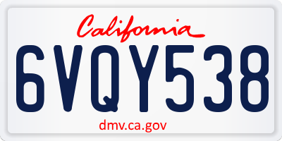 CA license plate 6VQY538