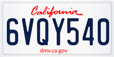 CA license plate 6VQY540