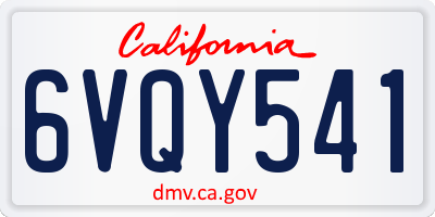 CA license plate 6VQY541