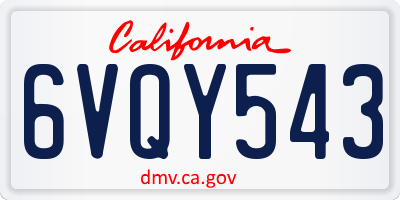 CA license plate 6VQY543