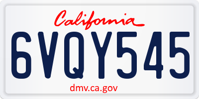 CA license plate 6VQY545