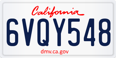 CA license plate 6VQY548