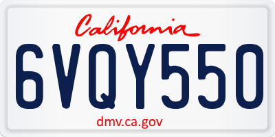 CA license plate 6VQY550