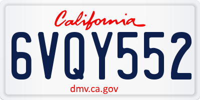 CA license plate 6VQY552