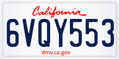 CA license plate 6VQY553