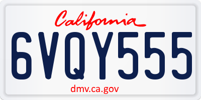 CA license plate 6VQY555