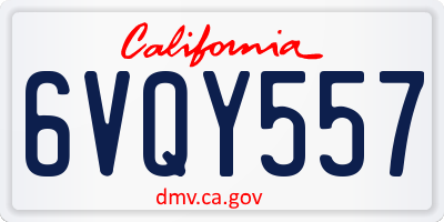 CA license plate 6VQY557