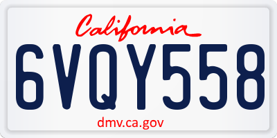 CA license plate 6VQY558