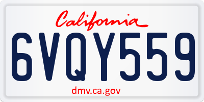 CA license plate 6VQY559
