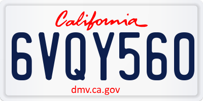CA license plate 6VQY560