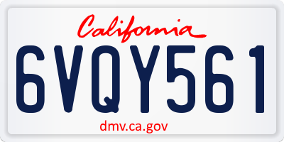 CA license plate 6VQY561