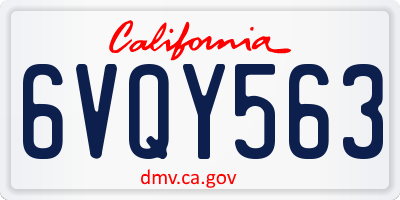 CA license plate 6VQY563